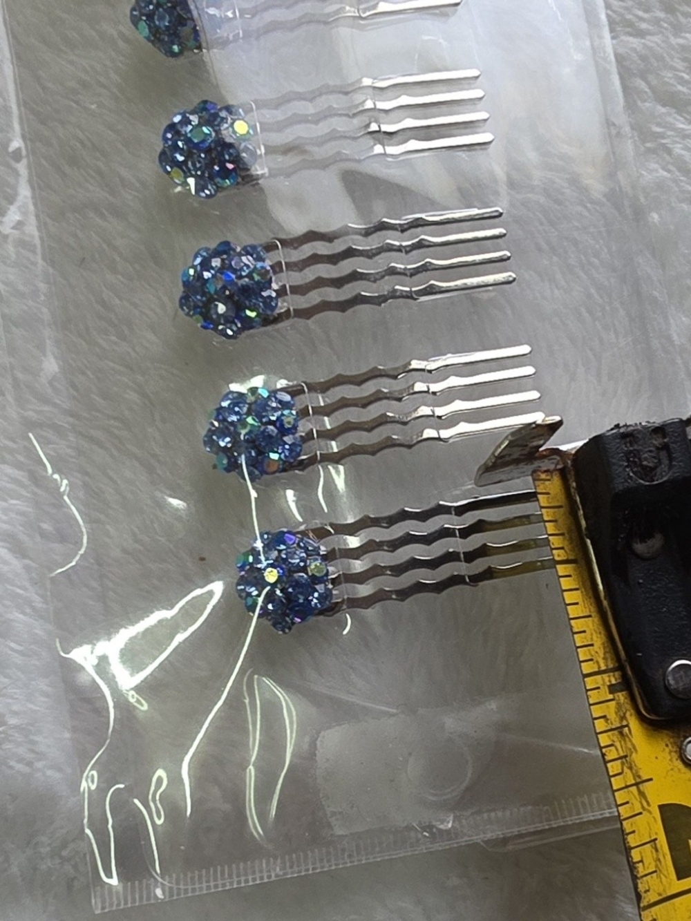 Blue Crystal Hair Bobby Pins Combs - Picture 5 of 5